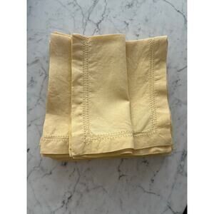 8 Williams Sonoma 100% Linen Napkins 20” Double Hem Stitched Pale Yellow used 1x
